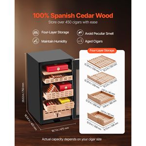 Humidor Elettrico per Sigari da 75L, 450 Pezzi, Raffreddamento a Compressore, Controllo Costante di Umidità e Temperatura per Uso Domestico - Product Image 4