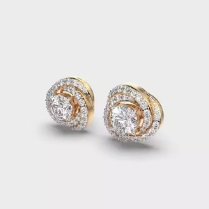 Yellow Gold Certified Round Diamond Drop <b>Earring</b> Premium Craftsmanship Real Look Fine Jewelry for Women Available For Sale - Product Image 2
