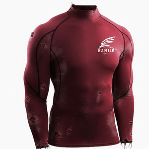 Chemise de compression à manches longues pour homme en coton 100% de haute qualité, légère et respirante avec motif uni - Product Image 1