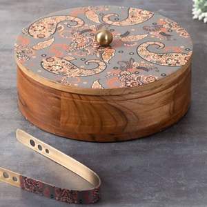 Premium Wooden Tortilla & Roti <b>Storage</b> Box for Kitchen Organization & Home Decor Serving Table <b>Tabletop</b> Display - Product Image 4