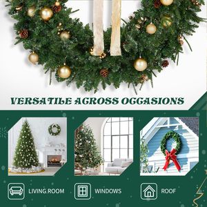 Guirlande de Noël pré-éclairée de 48 pouces avec 150 lumières blanc chaud, décorations artificielles en PVC à faire soi-même, 450 pointes, guirlande de Noël en plastique - Product Image 4