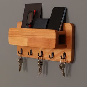 Natural Wooden Eco-Friendly Modern Design <b>Square</b> Wall Mount <b>Key</b> Holder Woody24into7 Handmade Quality Bulk Wholesale Factory - Product Image 1
