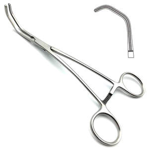 Pinza de Oclusión Tangencial DeBakey Satinsky Atrauma de 20 cm (8.25 Pulgadas) de Doble Ángulo para Vena Cava, Uso Quirúrgico, Manual, Clínico, Médico - Product Image 1