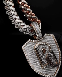 HipHop Rapper Jewelry Men's Iced Out Custom Letter Name <b>Pendant</b> 925 Sterling <b>Silver</b> VVS Moissanite Custom <b>Initial</b> Letter <b>Pendant</b> - Product Image 1