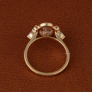 IGI Certified Oval Cut Lab Grown Diamond Bezel Set Engagement <b>Ring</b> 14k Solid Gold Cluster Promise <b>Ring</b> - Product Image 5