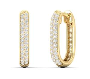 Boucles d'oreilles créoles de luxe pour femme, plaquées or jaune, avec diamants certifiés IGI, couleur D, taille brillant, pour usage quotidien, mariage et fiançailles - Product Image 1
