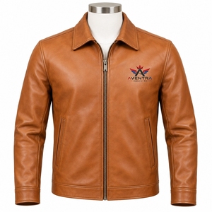 Top Quality <b>Men</b> <b>Leather</b> <b>Jacket</b> Designed With Durable Fabric And Comfortable Fitting Featuring Smooth Finishing Neat Stitching - Product Image 1