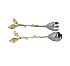 Utensilios de Metal Hechos a Mano con Asa de Hoja de Oro para Hoteles y Restaurantes, Herramientas de Servicio para Cafeterías, Servidor de Ensaladas para Bodas y Fiestas - Product Image 1