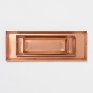 GLOSSY TOUCH ART Round Handcrafted <b>Copper</b> Serving Tray Contemporary Design Eco-Friendly Portable Dining <b>Accessory</b> - Product Image 3