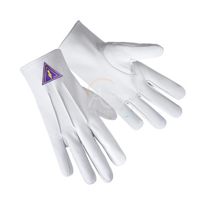 Gants de conseil en cuir brodés à la machine avec patch violet, design personnalisé, pour insignes maçonniques - Product Image 2