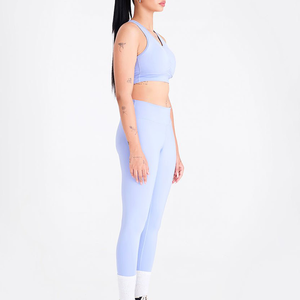 Custom Women Yoga Outfit 2 Piece Fitness Gym Set Seamless Activewear Breathable Stretch Workout <b>Leggings</b> Solid Activewear Set - Product Image 2