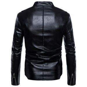 Wholesale <b>Men's</b> Genuine Leather Plus <b>Velvet</b> Winter Motorcycle <b>Jacket</b> with Fur Trim Stand Collar Streetwear - Product Image 3