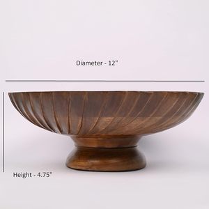 Mango Wood Decorative Bowl Hand-Carved Wooden for Dining <b>Table</b> Centerpiece Living Room <b>Kitchen</b> Decor - Product Image 3