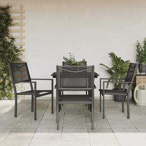 Set da Pranzo da Giardino Nero Antracite per 4 Persone, Struttura in Acciaio Resistente alle Intemperie, Arredamento da Esterno dal Design Contemporaneo - Product Image 3