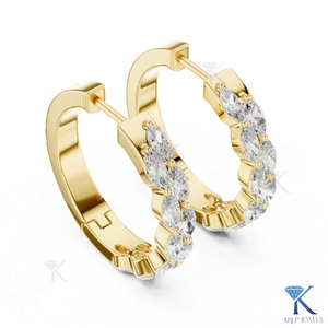 ต่างหูเพชรทรงมาร์คีส์สองแถว ผลิตด้วยวิธี CVD HPHT ทองคำแท้ 14K 18K หรูหรา สำหรับผู้หญิง งานแต่งงาน เครื่องประดับเจ้าสาว - Product Image 5