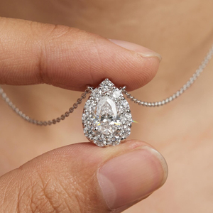 Collier pendentif en zircon plaqué argent pour femme, bijoux romantiques de mariage, chaîne en alliage, pendentifs solitaires en forme de goutte d'eau - Product Image 2