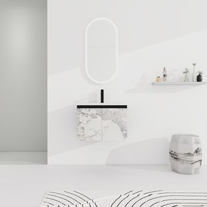 Mobile Bagno Sospeso da 24 Pollici con Lavabo in Ceramica e Anta con Chiusura Ammortizzata, Pacchetto KD - Product Image 1