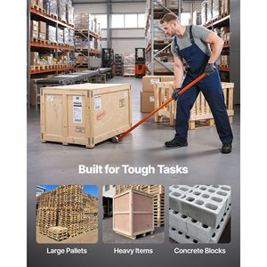 Carrello a leva in acciaio al carbonio con capacità di carico di 6600 libbre, barra a leva da 56 pollici con ruote per pallet di grandi dimensioni, stile a scalpello - Product Image 6