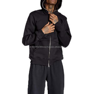 Sweat à capuche pour homme grande taille avec fermeture éclair intégrale, de haute qualité, anti-rétrécissement, streetwear, sweat à capuche pour homme, hip hop, broderie chenille LOGO - Product Image 2