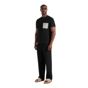 Mens O Neck Short Sleeve T <b>Shirt</b> Chest Patch Detail Contrast Stitching Regular Fit Casual Wholesale Custom OEM Cotton Jersey Tee - Product Image 1