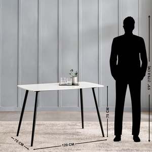 Modern Rectangle Dining <b>Table</b> with Black Solid Wood Legs Marble Top Midcentury Design Stable Home Furniture for 4 Seaters - Product Image 2