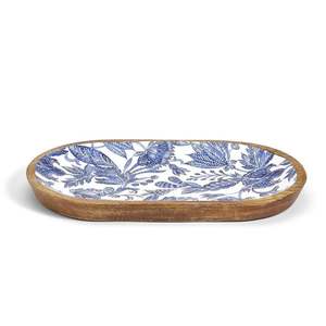 Plateau en bois naturel avec design émaillé, plateau de service artisanal pour la cuisine, la salle à manger, la décoration de la maison et l'hôtellerie - Product Image 6
