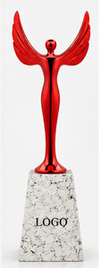 Red Polished Metal Eco-Friendly Sports Theme <b>Angel</b> Trophy with Marble Base 13-Inch Engraved Logo Award Model 793 - Product Image 2