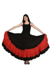 Sólido Largo Maxi Boho Mujeres Club Trajes de escenario Teñido 25 yardas Algodón Falda gitana con actuaciones Estilo Latino Talla única para todos - Product Image 5