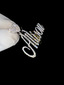 Women's Trendy Iced 925 Solid Silver Lab Grown Diamond Personalized Name Necklace Heart Pendant Customized Gift for Girlfriend - Product Image 4