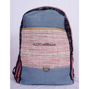 Sac à dos artisanal unisexe de taille moyenne en toile 100% coton, léger, vintage, 20L, avec fermeture éclair et boucle, pour affaires et usage quotidien - Product Image 1