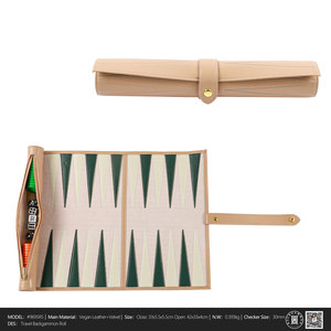 ชุดเกมแบ็คแกมมอนแบบพกพาสุดหรูหุ้มหนัง PU แบบม้วนได้ ทำมือ ดีไซน์ใหม่ พร้อมชิปสีขาวและสีดำ - Product Image 6