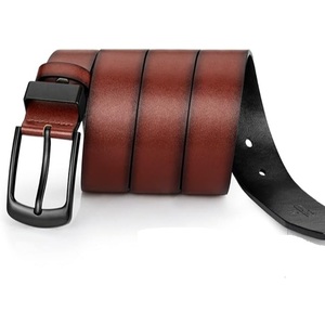 Cinturón de Cuero Genuino de Grano Completo para Hombre, Estilo Casual de Negocios, con Hebilla de Aleación de Acabado Premium, Ajustable, de Diseño - Product Image 2