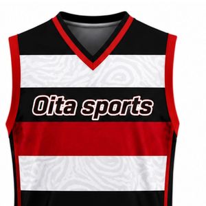 Maillot de volley sans manches rouge, noir et blanc – Tenue de sport d'équipe, haut athlétique, uniforme d'entraînement et de compétition - Product Image 3