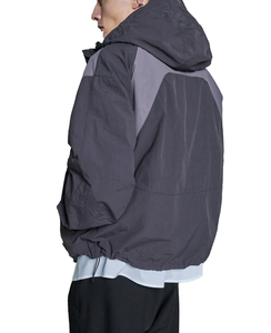 Veste coupe-vent à capuche pour homme, color-block, en polyester, fermeture éclair, style sportif, pour l'automne, coupe classique - Product Image 6