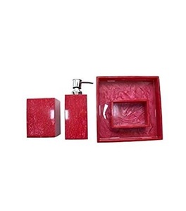 Juego de Baño Redondo Portátil Moderno de Tres Piezas de Resina Acrílica Azul Cielo de Lujo de ILAHI con Diseño Floral Uttar Pradesh - Product Image 3