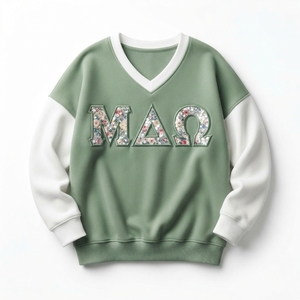 Sudadera Negra con Cuello en V para Mujer, con Letras OKA con Lentejuelas, Manga Larga, Tejida en Algodón, para Otoño - Product Image 5