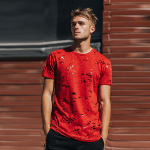 Camisetas Distressed de Hombre con Hombros Caídos, Oversize, Ligeras, Estilo Urbano de Verano - Product Image 6