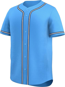 Maillot de baseball bleu à manches courtes avec cordon de serrage, unisexe, coupe classique, maille respirante, 100 % polyester, toutes saisons - Product Image 3