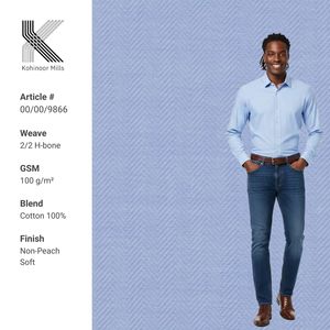 Tissu de chemise 100 % coton écologique, tissé, infroissable, sans repassage, respirant, teint uni, pour confection de chemises - Product Image 1