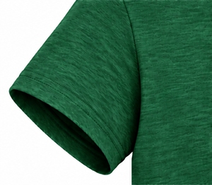 Camiseta de manga corta con cuello redondo para mujer, top estampado verde liso - Product Image 5