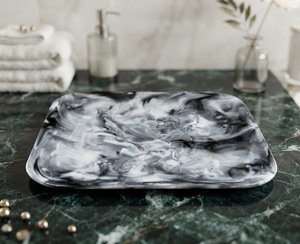 Bandeja de Servir de Resina Marmoleada, Plato Decorativo Rectangular, Apto para Alimentos, Moderno, para Fiestas en Casa - Product Image 1