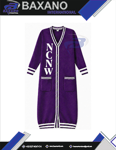 เสื้อคลุมคาร์ดิแกนลำลองสำหรับฤดูหนาวของชมรมนักเรียนหญิง NCNW สีม่วง ดีไซน์โดดเด่น ผลิตจากผ้าขนสัตว์/อะคริลิก เสื้อคลุมคาร์ดิแกนยาวสำหรับผู้หญิง - Product Image 5
