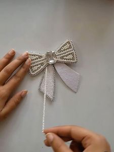 Handmade Vintage Sweet Satin Beaded <b>Bow</b> Hair <b>Clip</b> Lucky Clover Design St. Patrick's Day Party Multicolor Unisex - Product Image 5