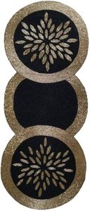 Camino de Mesa Moderno con Bordado Floral, Diseño Circular Negro y Dorado, Lavable, de Poliéster, Decoración para el Hogar - Product Image 6