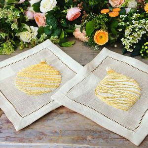 Servilletas de Cóctel de Lino con Adornos Dorados – Servilletas Reutilizables 100% Lino Natural, Diseño Decorativo Elegante para Bar, Fiesta - Product Image 5