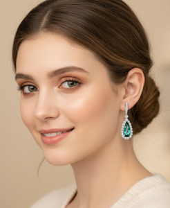 Pendientes Clásicos de Cristal con Corte de Pera, Plata 925 con Baño de Rodio, Joyería de Boda para Mujer - Product Image 4