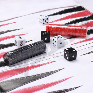 Factory Supply Leather <b>Set</b> Customize logo Colored Professional Backgammon Game Board Game <b>Dice</b> Game Cup with black & white chips - Product Image 1