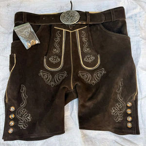 Pantalones de Cuero Bávaros Tradicionales para Hombre, Estilo Antiguo, Cortos, para Oktoberfest - Product Image 1