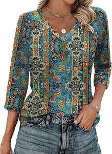 Blusas de Manga Larga para Mujer, Camisetas Casuales con Cuello en V, Camisetas Básicas Suaves, Blusas de Trabajo - Product Image 3