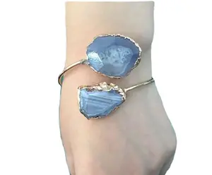Bracelet chic en or 24K, manchette ajustable, en cristal, vente en gros, tendance,